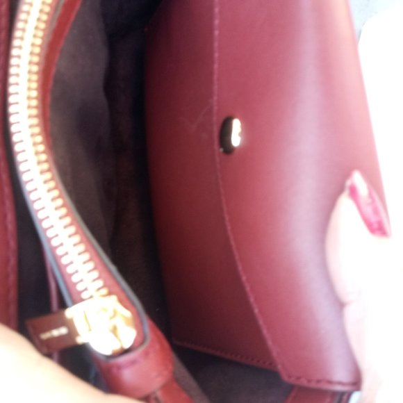 Michael Kors Cece Chevron Quilted Leather Chain Medium Shoulder Bag Purse Berry - Picture 8 of 13